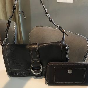 Brown Leather Coach Purse and Wallet